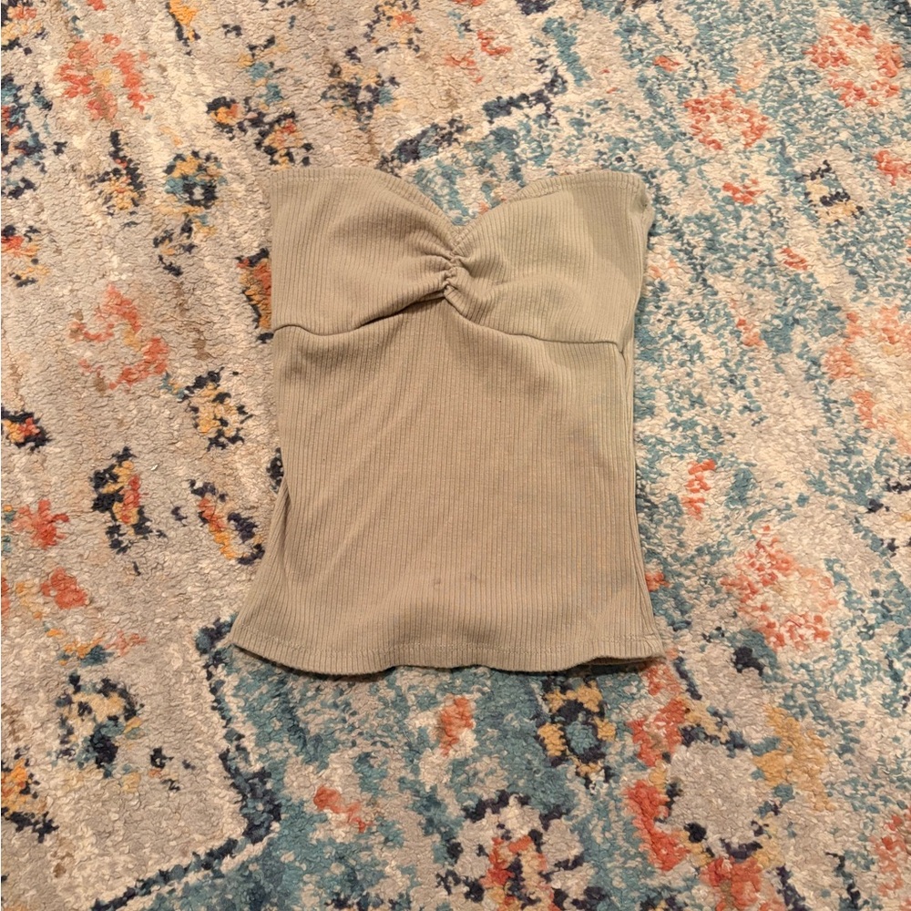 BDG Taupe Strapless Crop Top